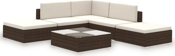 Polyrattan Kerti Bútorszett - 6 részes - Barna