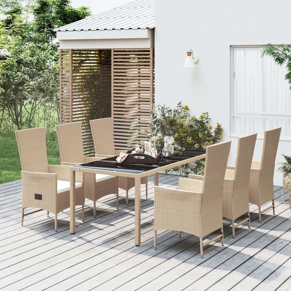 Polyrattan Kerti Étkezőgarnitúra - 7 részes - Bézs
