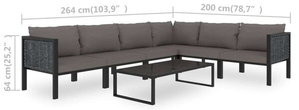 Polyrattan Kerti Ülőgarnitúra - 7 részes - Antracitszürke