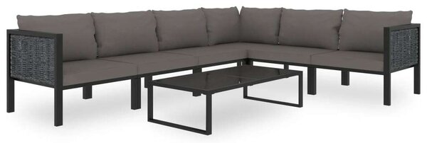 Polyrattan Kerti Ülőgarnitúra - 7 részes - Antracitszürke