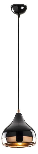 Fém függőlámpa, réz részletekkel, fekete - KLEE