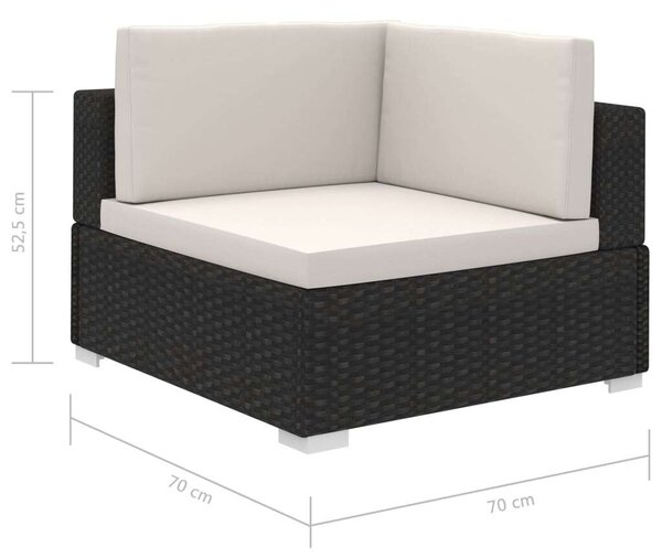 Polyrattan Kerti Bútorszett - 6 részes - Fekete