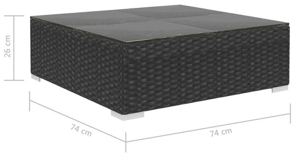 Polyrattan Kerti Bútorszett - 6 részes - Fekete