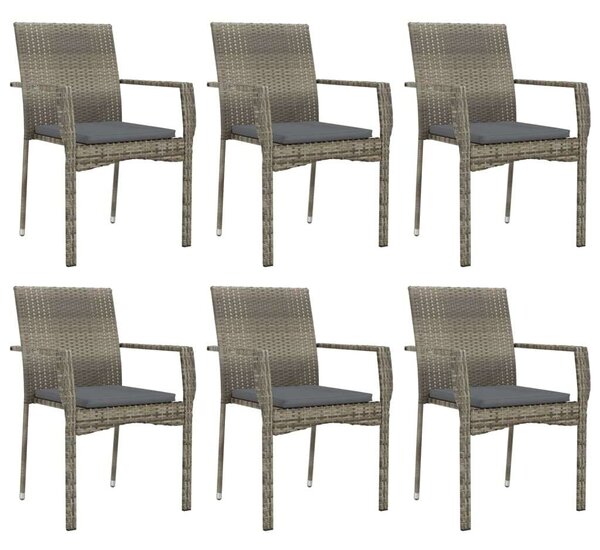 Polyrattan Kerti Étkezőgarnitúra - 7 részes - Szürke
