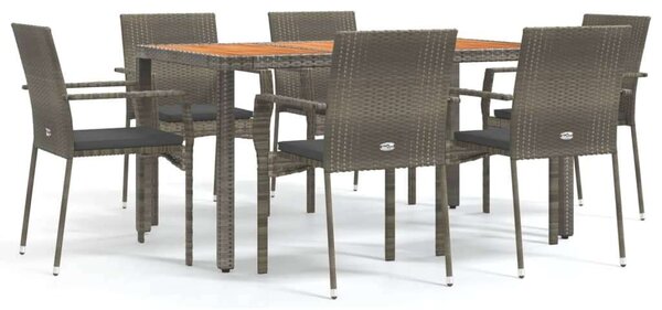Polyrattan Kerti Étkezőgarnitúra - 7 részes - Szürke