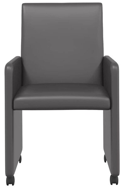 VidaXL Étkező Székek kerekekkel 2 pcs Szürke 57 x 66 x 94 cm Műbőr