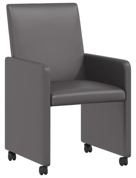 VidaXL Étkező Székek kerekekkel 2 pcs Szürke 57 x 66 x 94 cm Műbőr