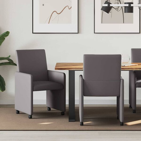 VidaXL Étkező Székek kerekekkel 2 pcs Szürke 57 x 66 x 94 cm Műbőr