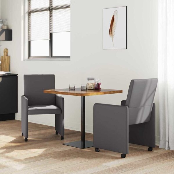 VidaXL Étkező Székek kerekekkel 2 pcs Szürke 57 x 66 x 94 cm Műbőr