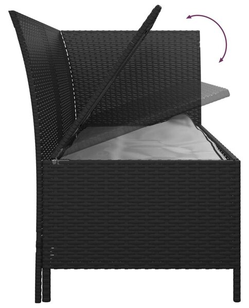 4 Részes Polyrattan Kerti Ülőgarnitúra - Fekete, Párnákkal