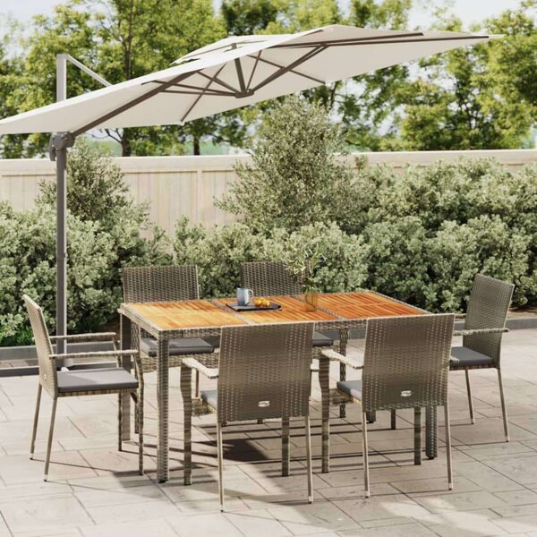 Polyrattan Kerti Étkezőgarnitúra - 7 részes - Szürke