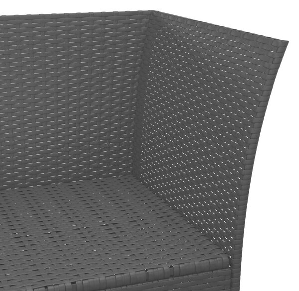 4 Részes Polyrattan Kerti Ülőgarnitúra - Fekete, Párnákkal