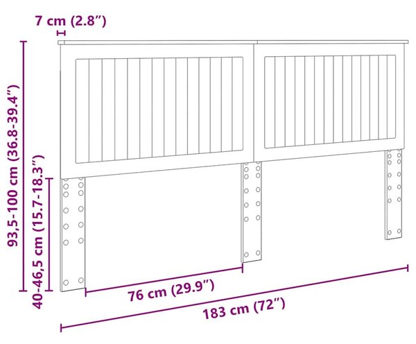VidaXL Fejtámla fejtámlával Barna Tölgy 180 cm Faanyag