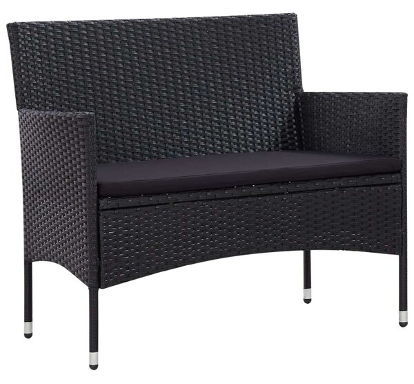VidaXL 5 részes fekete polyrattan kerti bútorszett párnákkal