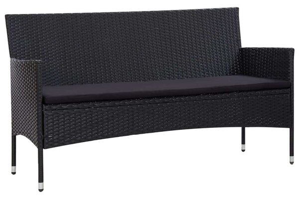 VidaXL 5 részes fekete polyrattan kerti bútorszett párnákkal