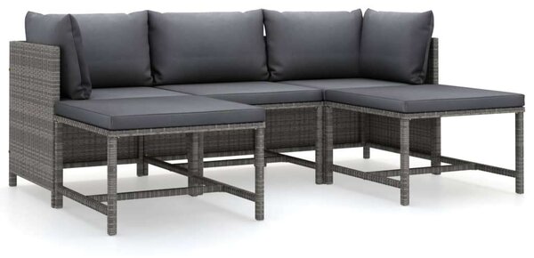VidaXL Polyrattan Kerti Ülőgarnitúra - 5 részes - Szürke