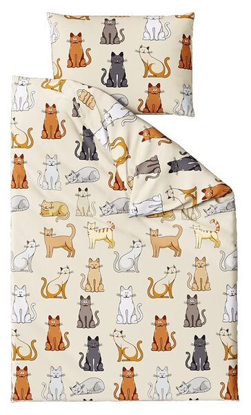 Flanel ágyneműhuzat COLORED CATS krém színben Ágyneműhuzat mérete: 2 db 70 x 90 cm | 200 x 220 cm