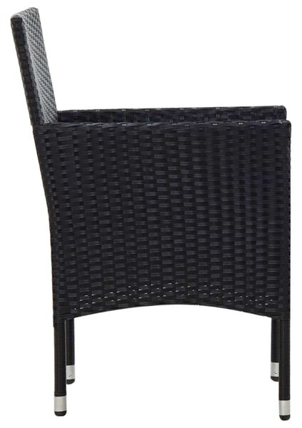 VidaXL 5 részes fekete polyrattan kerti bútorszett párnákkal