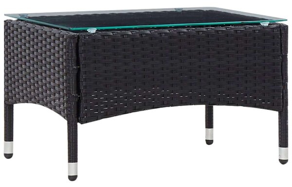 VidaXL 5 részes fekete polyrattan kerti bútorszett párnákkal