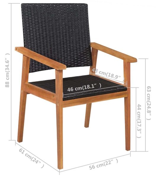 VidaXL Kültéri Polyrattan Étkezőgarnitúra - 5 részes - Fekete/Barna