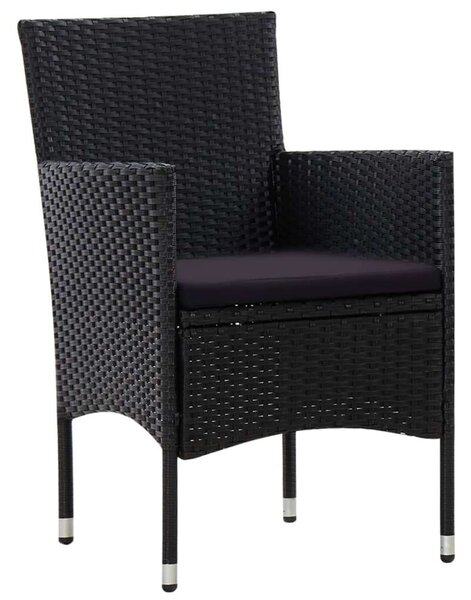 VidaXL 5 részes fekete polyrattan kerti bútorszett párnákkal