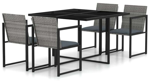 VidaXL Kültéri Étkezőgarnitúra - 5 részes - Szürke Polyrattan