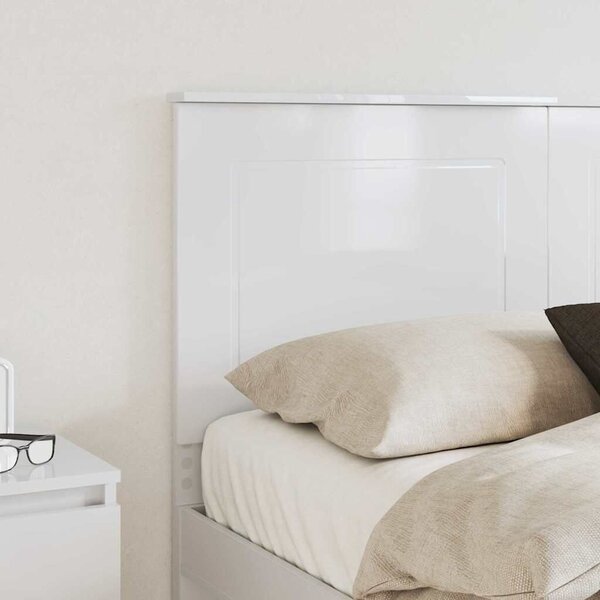 VidaXL Fejtámla fejtámlával Fényes Fehér 135 cm Faanyag