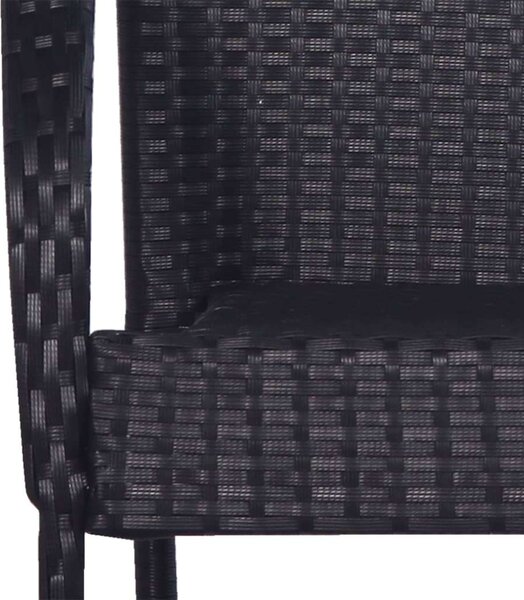 Kerti Étkezőgarnitúra - 5 részes - Fekete Polyrattan - 80x80cm Asztal