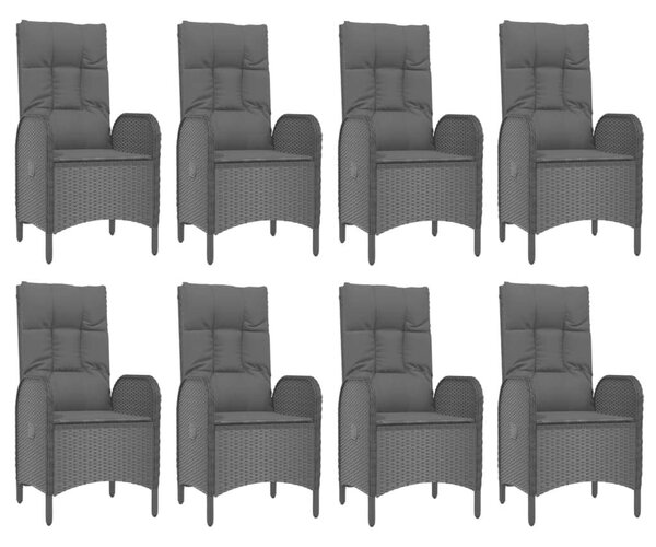 VidaXL Polyrattan Kerti Étkezőgarnitúra - 9 részes - Fekete/Szürke