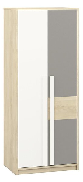 INNES gardróbszekrény - szélesség 80 cm, fjord bükk / fehér / platina szürke