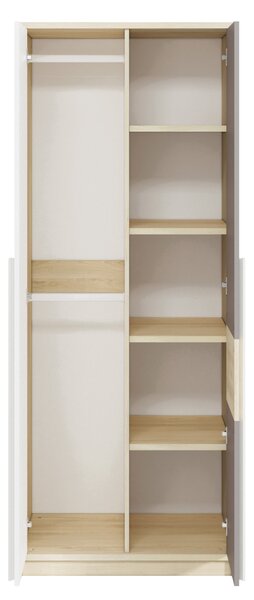 INNES gardróbszekrény - szélesség 80 cm, fjord bükk / fehér / platina szürke