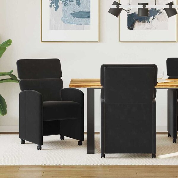 VidaXL Étkező Székek kerekekkel 2 pcs Fekete 58 x 65 x 98 cm Bársony