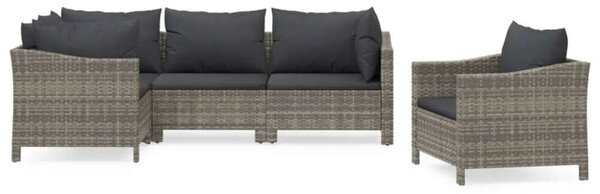 VidaXL Polyrattan Kerti Ülőgarnitúra - 5 részes - Szürke