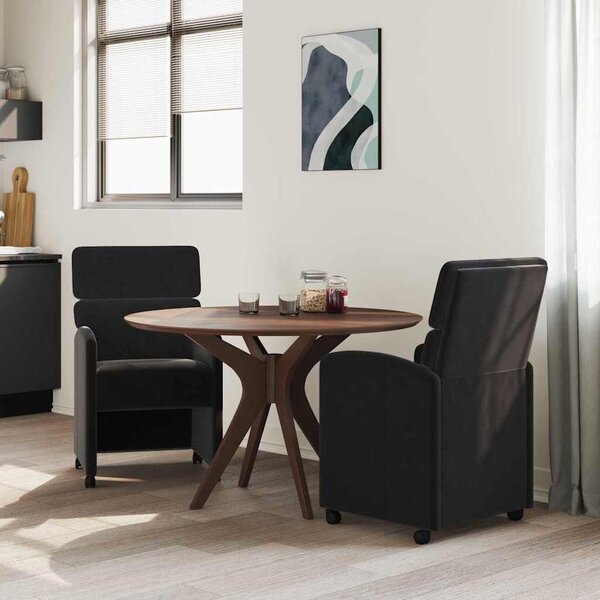 VidaXL Étkező Székek kerekekkel 2 pcs Fekete 58 x 65 x 98 cm Bársony