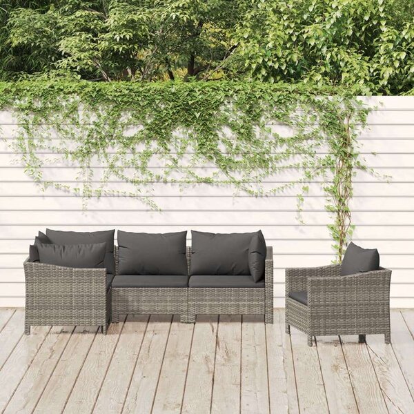 VidaXL Polyrattan Kerti Ülőgarnitúra - 5 részes - Szürke