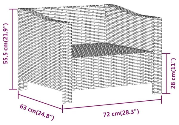 VidaXL Polyrattan Kerti Ülőgarnitúra - 5 részes - Szürke