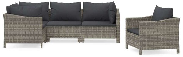 VidaXL Polyrattan Kerti Ülőgarnitúra - 5 részes - Szürke