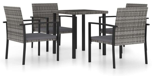 Polyrattan Kerti Étkezőgarnitúra - 5 részes - Szürke