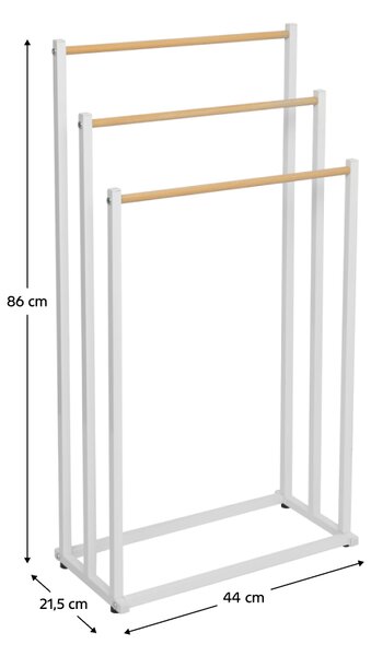 Törölközőtartó állvány, fehér, 44x21,5x86 cm