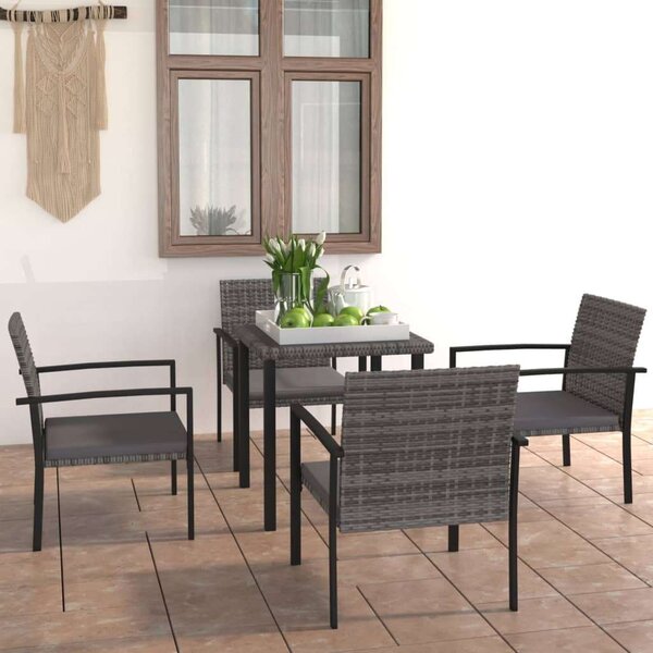 Polyrattan Kerti Étkezőgarnitúra - 5 részes - Szürke