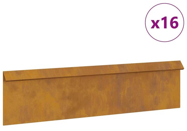 VidaXL Csiga kerítés 16 db 100 x 3,5 x 25 cm Időjárásálló Acél Rozsdás