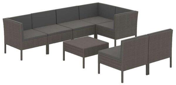 Polyrattan Kerti Ülőgarnitúra - 8 részes - Szürke
