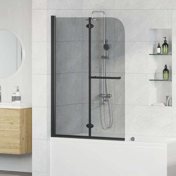 VidaXL Zuhanybeépítés Fekete 95 x 140 cm ESG üveg és alumínium