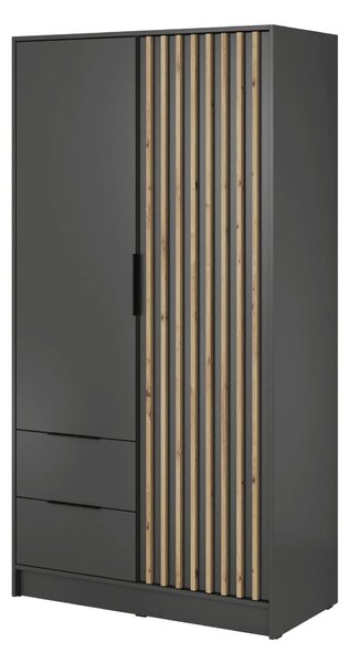 MARFA kétajtós gardróbszekrény - szélesség 105 cm, grafitszürke / artisan tölgy