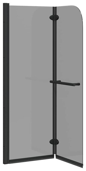 VidaXL Zuhanybeépítés Fekete 95 x 140 cm ESG üveg és alumínium