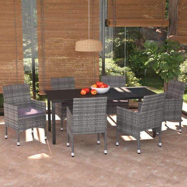 VidaXL Polyrattan Kerti Étkezőgarnitúra - 7 részes