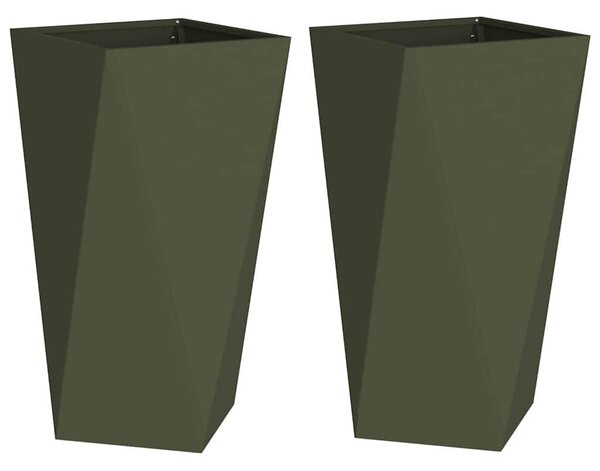 VidaXL Növénytartó 2 pcs Olajzöld 40 x 40 x 75 cm Acél