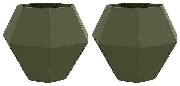 VidaXL Növénytartó 2 pcs Olajzöld 100 x 100 x 80 cm Acél