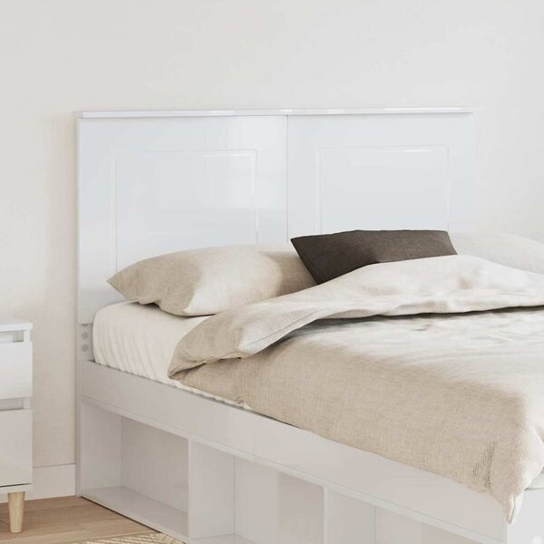 VidaXL Fejtámla fejtámlával Fényes Fehér 135 cm Faanyag