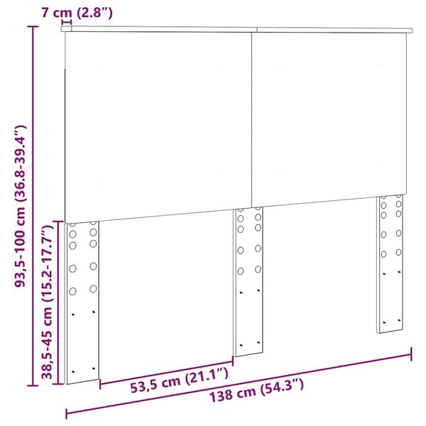 VidaXL Fejtámla fejtámlával Fényes Fehér 135 cm Faanyag